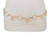 High Waist Hip Gold Metal Chain Waistband Belt Circle Bow Tie Charms S M L